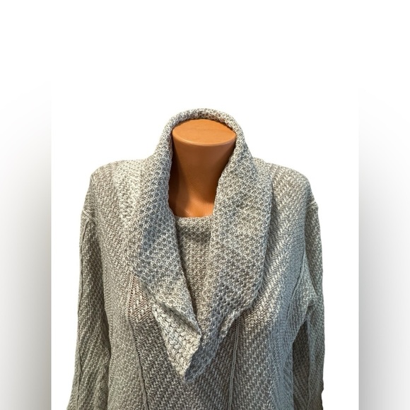 Cotton Knit Cowl Sweater Dress Tunic Top XL Lagenlook Boho Beige Work Career - Picture 4 of 7